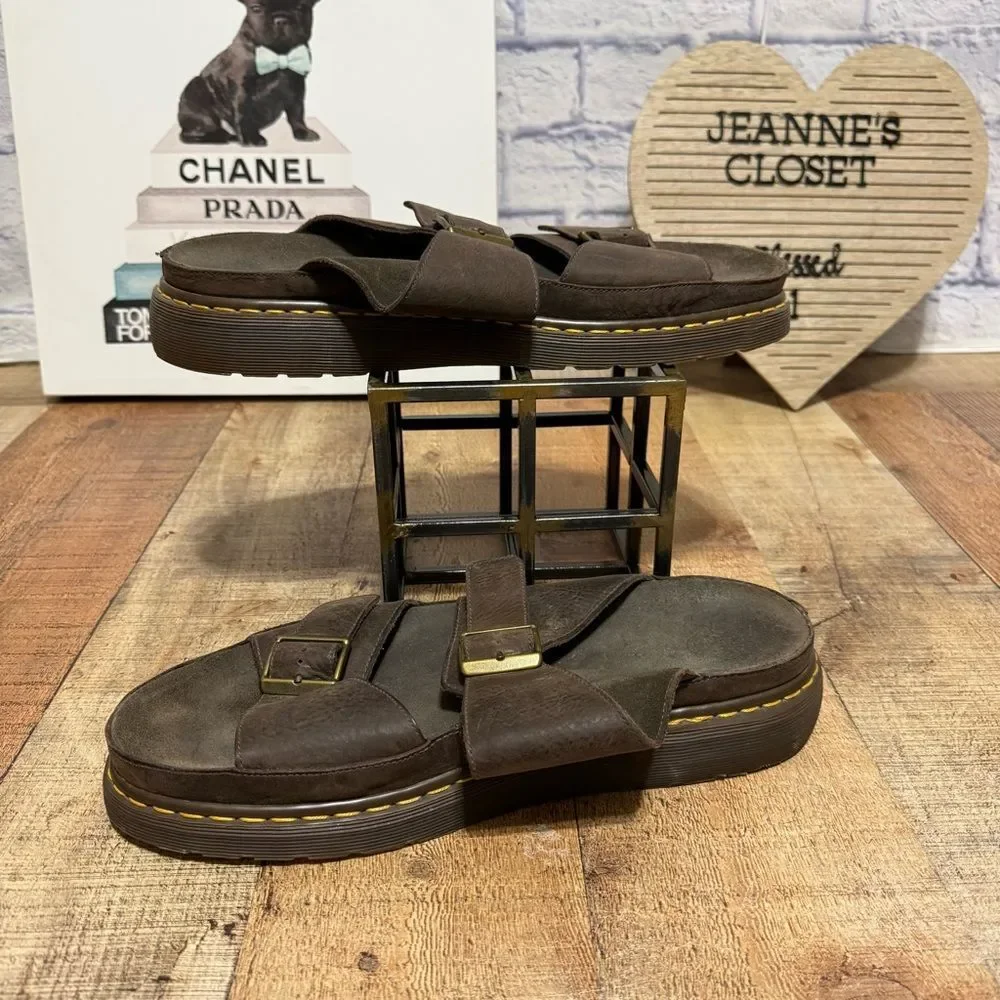 Vintage Dr. Martens Mens Cyprus Air Waves Leather Slide Sandals Size 14 Brown